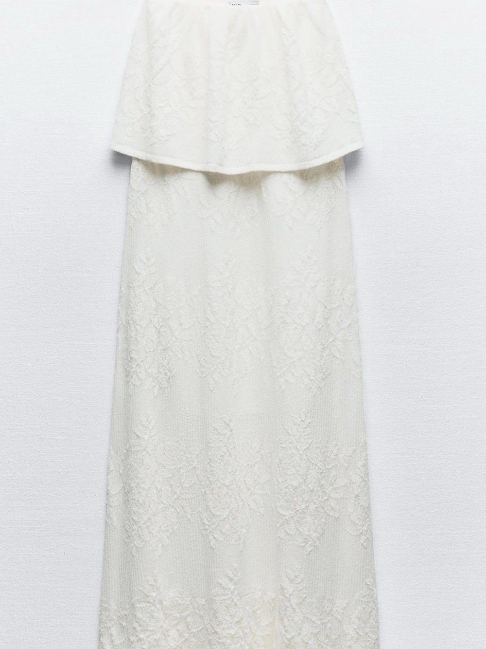 Zara NWT White Crochet Knit Strapless Maxi - Picture 4 of 5